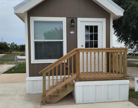 exterior park model at Braunig Lake RV Resort