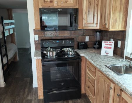 Kitchen - Bunks in Park Models at Braunig Lake RV Resort